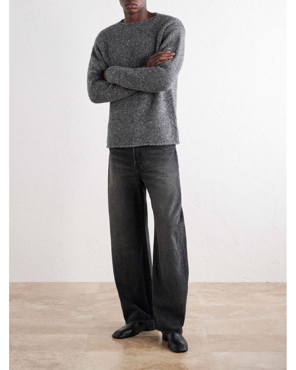 Auralee Gray Wool Sweater for men
