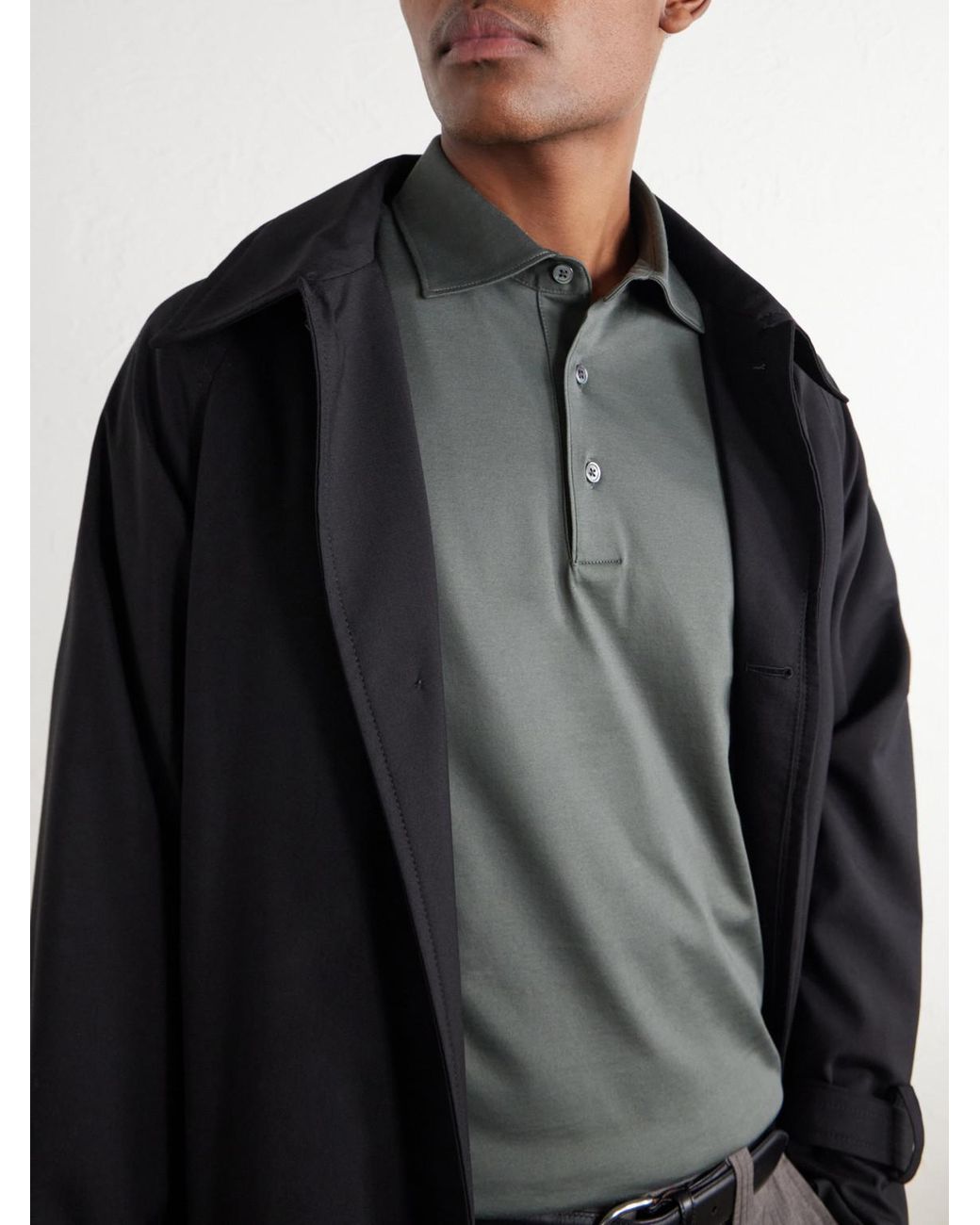 Thom Sweeney Gray Cotton-Jersey Polo Shirt for men