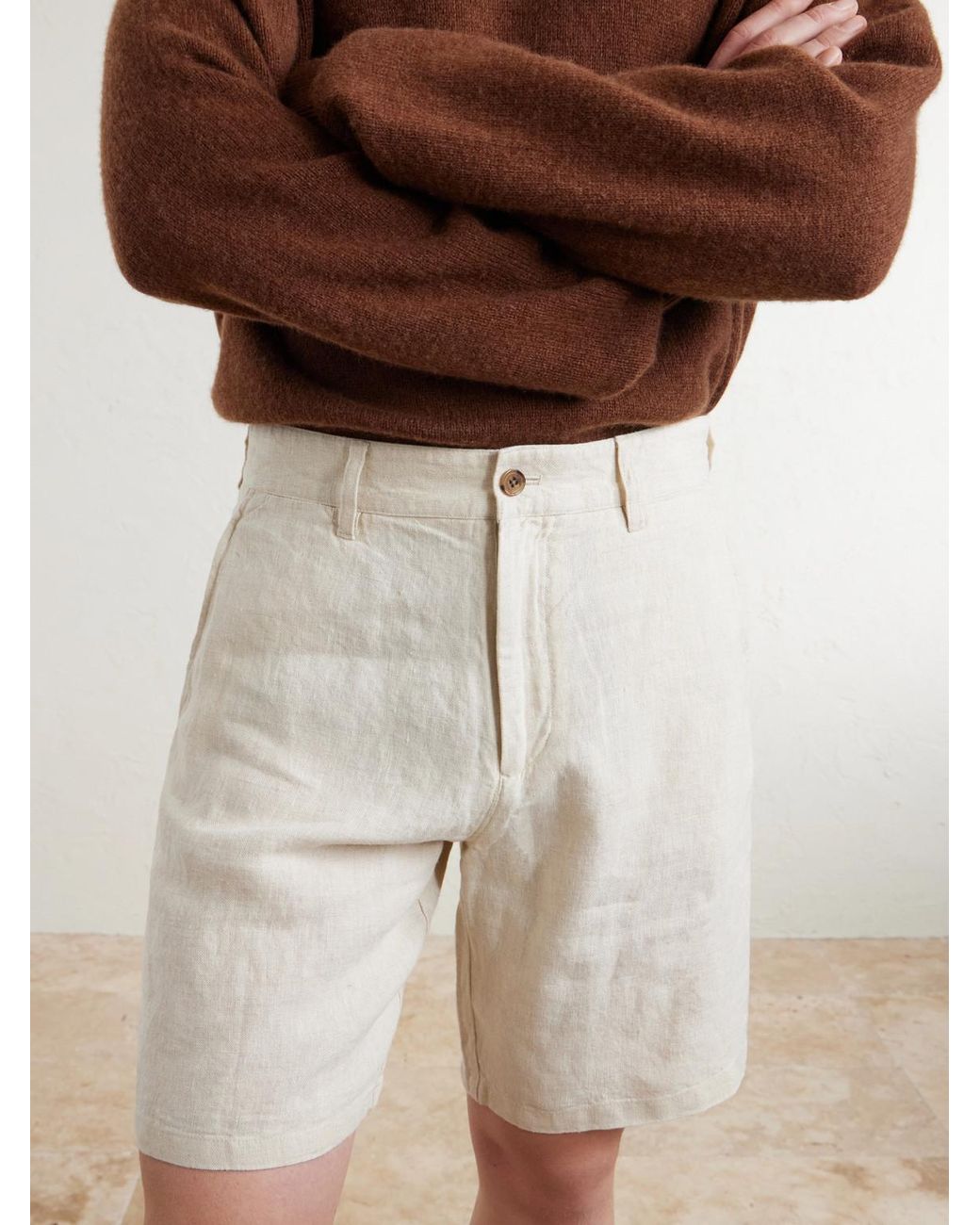 NN07 Natural Aden 1454 Straight-Leg Linen Shorts for men