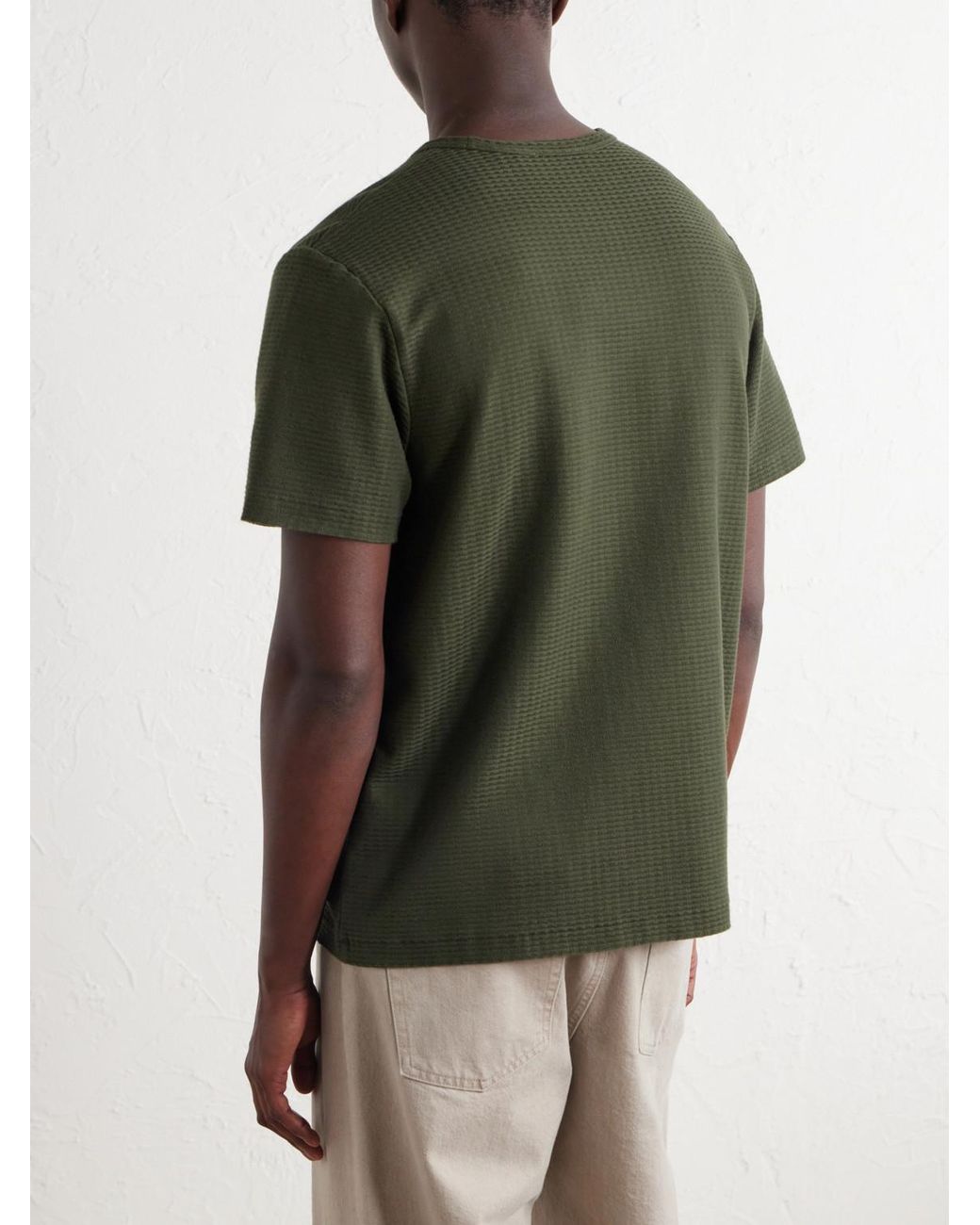 FRAME Green Cotton-Jacquard T-Shirt for men