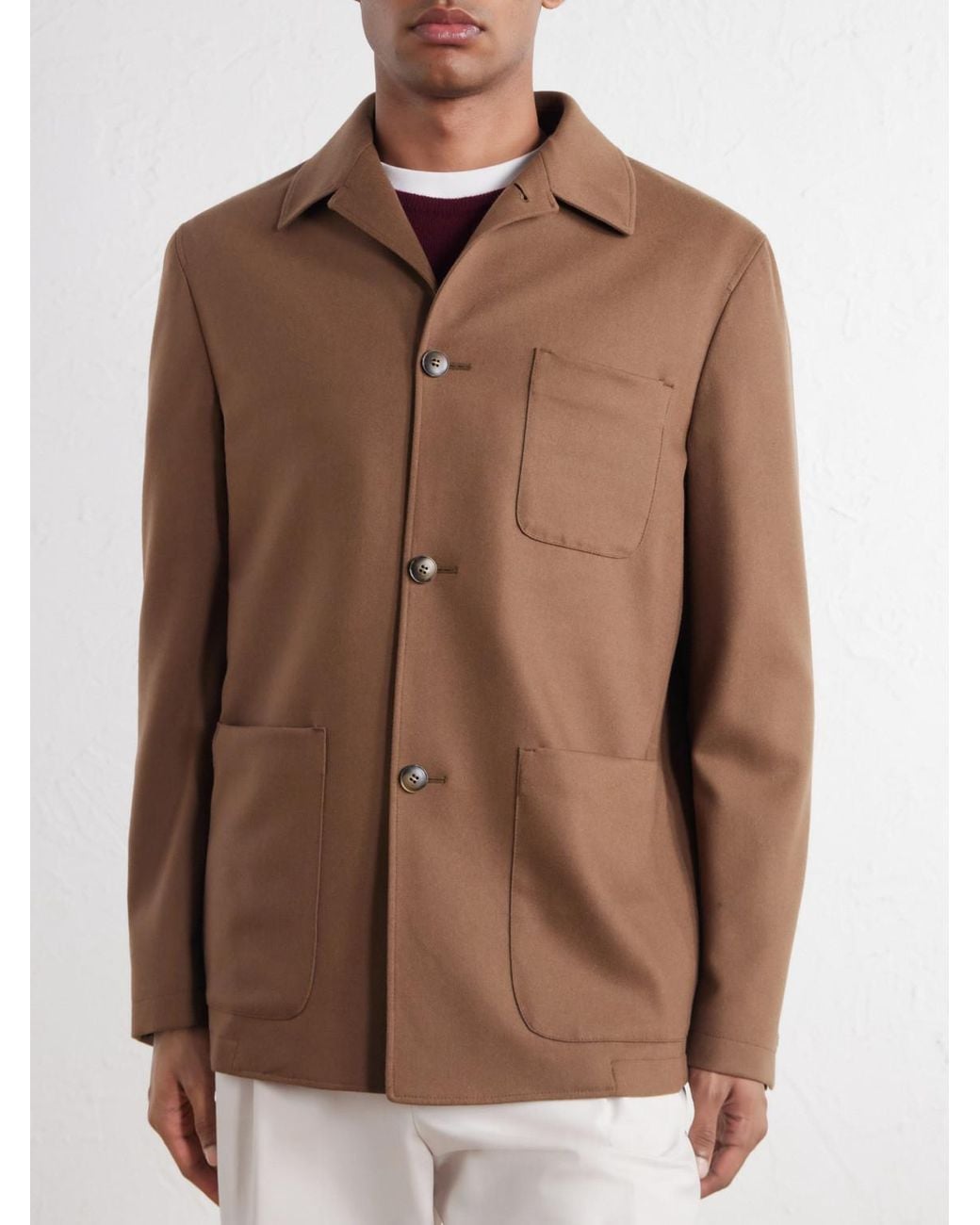 Canali Brown Wool-Blend Jacket for men