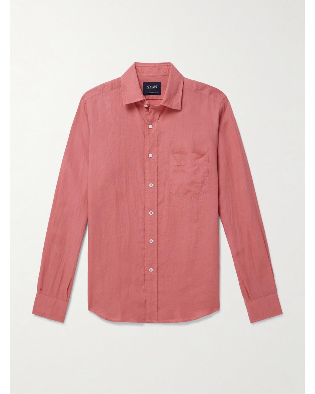 Drake's Pink Linen Shirt for men