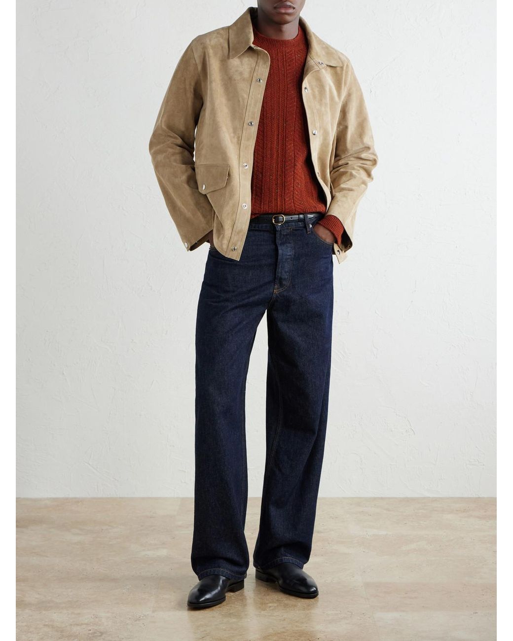 Inis Meáin Red Herringbone Merino Wool And Cashmere-Blend Sweater for men