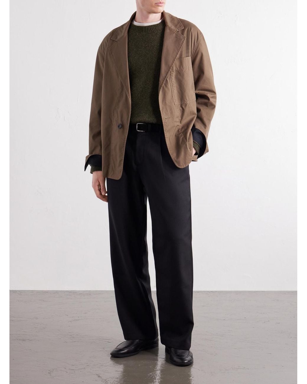 Mr P. Blue Wide-Leg Pleated Wool-Fresco Trousers for men