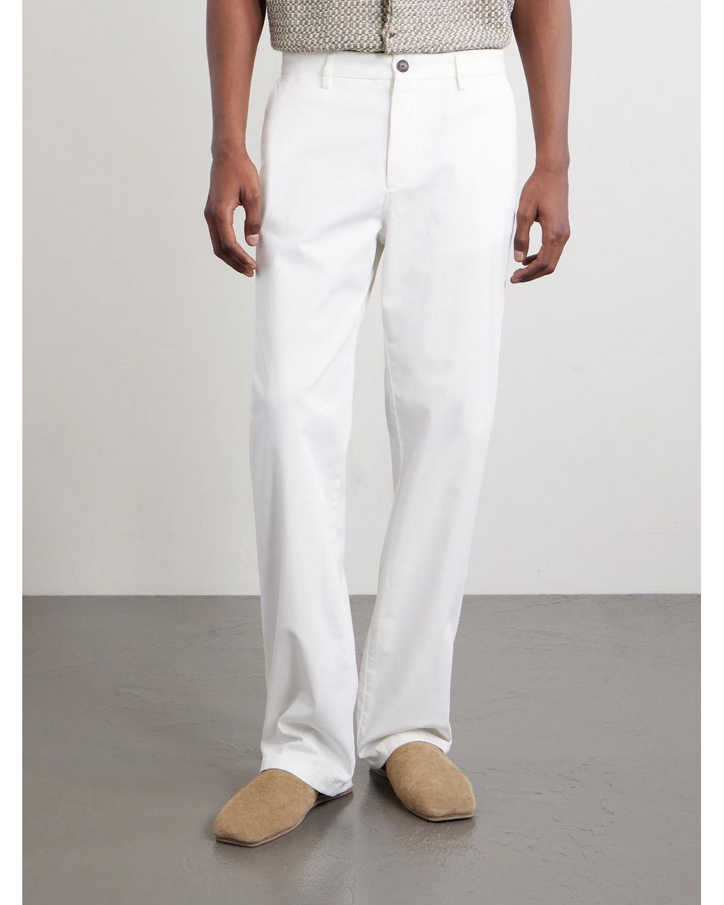 Mr P. White Straight-Leg Organic Cotton-Blend Chinos for men