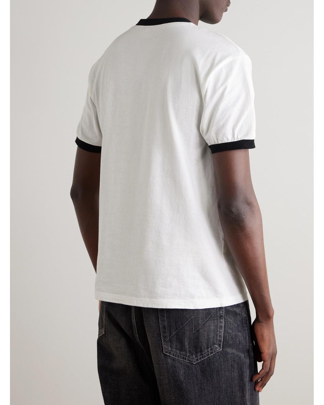 Kapital White Flocked Printed Cotton-jersey T-shirt for men