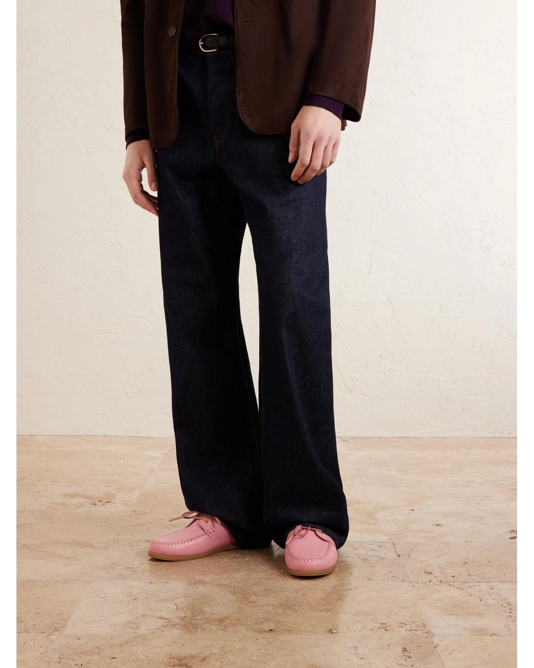 Boatman Full-Grain Leather Boat Shoes di VINNY'S in Pink da Uomo