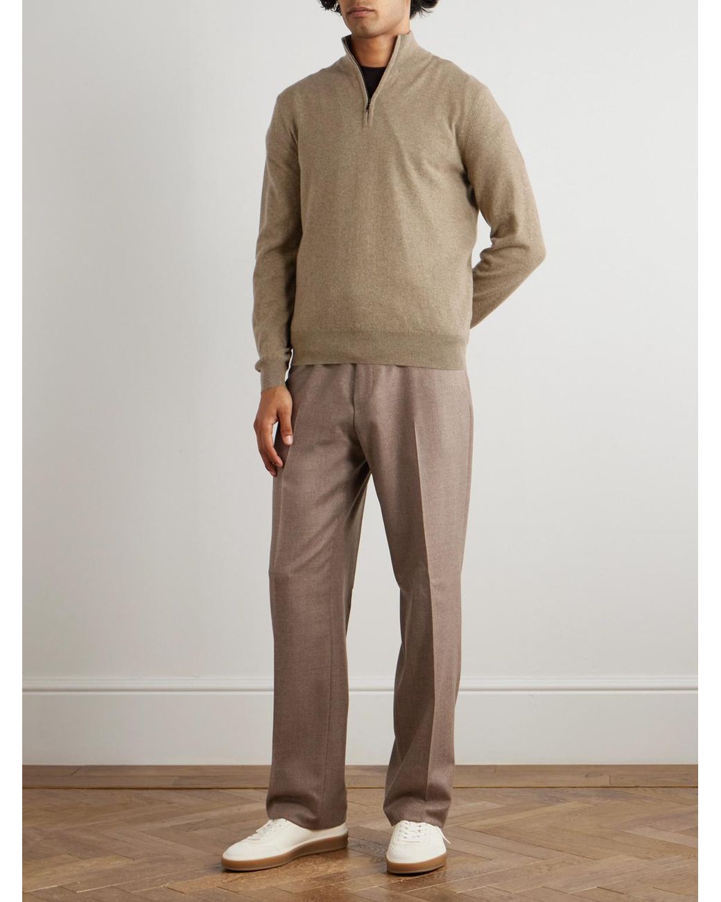 Loro Piana Natural Slim-Fit Baby Cashmere Half-Zip Sweater for men