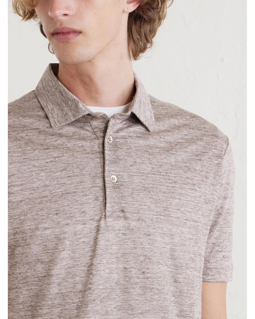 Loro Piana Gray Linen Polo Shirt for men