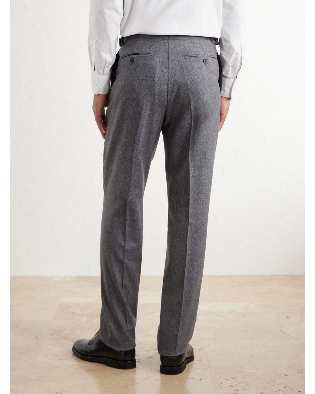 Dunhill Gray Straight-Leg Herringbone Wool And Cashmere-Blend Trousers for men