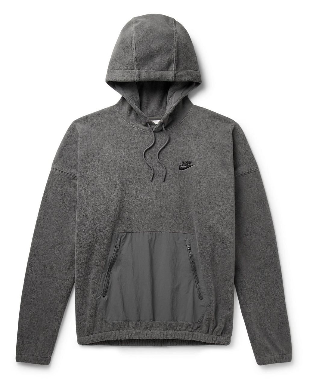 Nike Club Nylon-trimmed Logo-embroidered Fleece Hoodie in Gray for Men