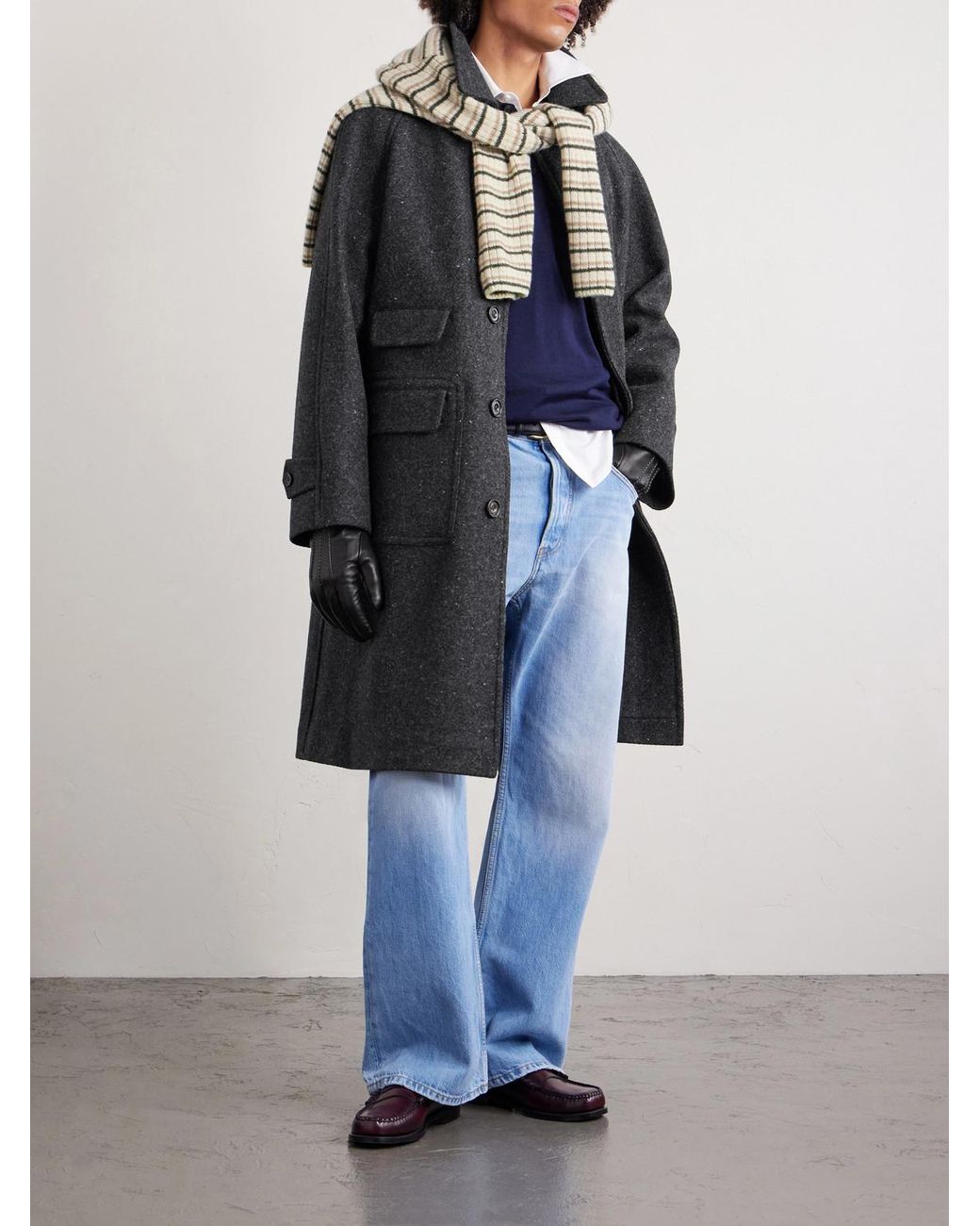 Drake's Gray Flecked Virgin Wool Coat for men