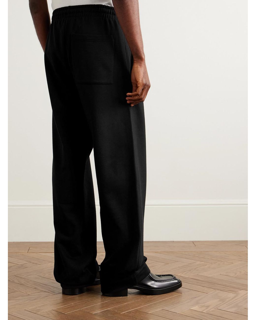 Dries Van Noten Black Straight-Leg Cotton-Jersey Sweatpants for men