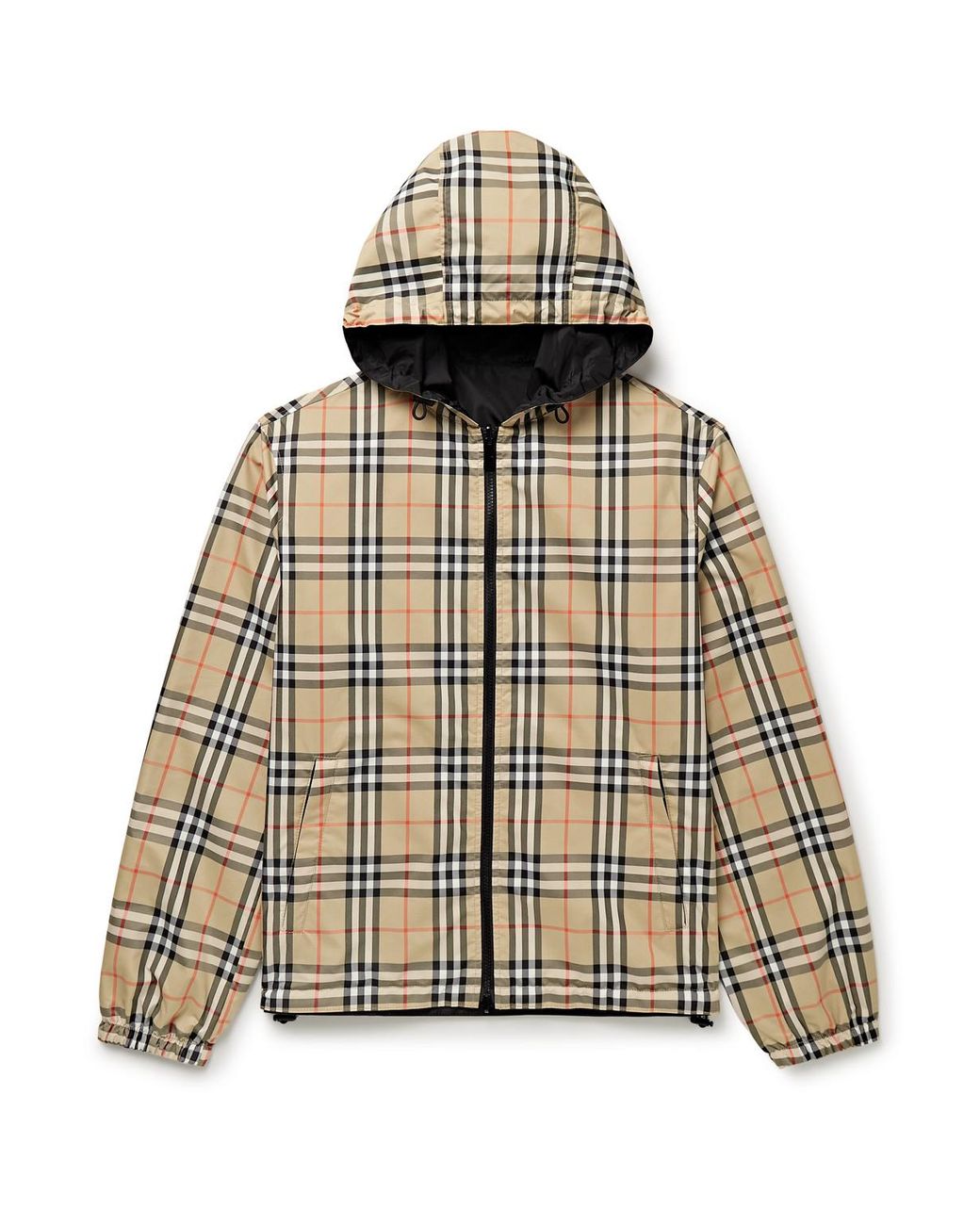 Burberry Reversible Checked Shell Hooded Jacket in Natural for Men | Lyst