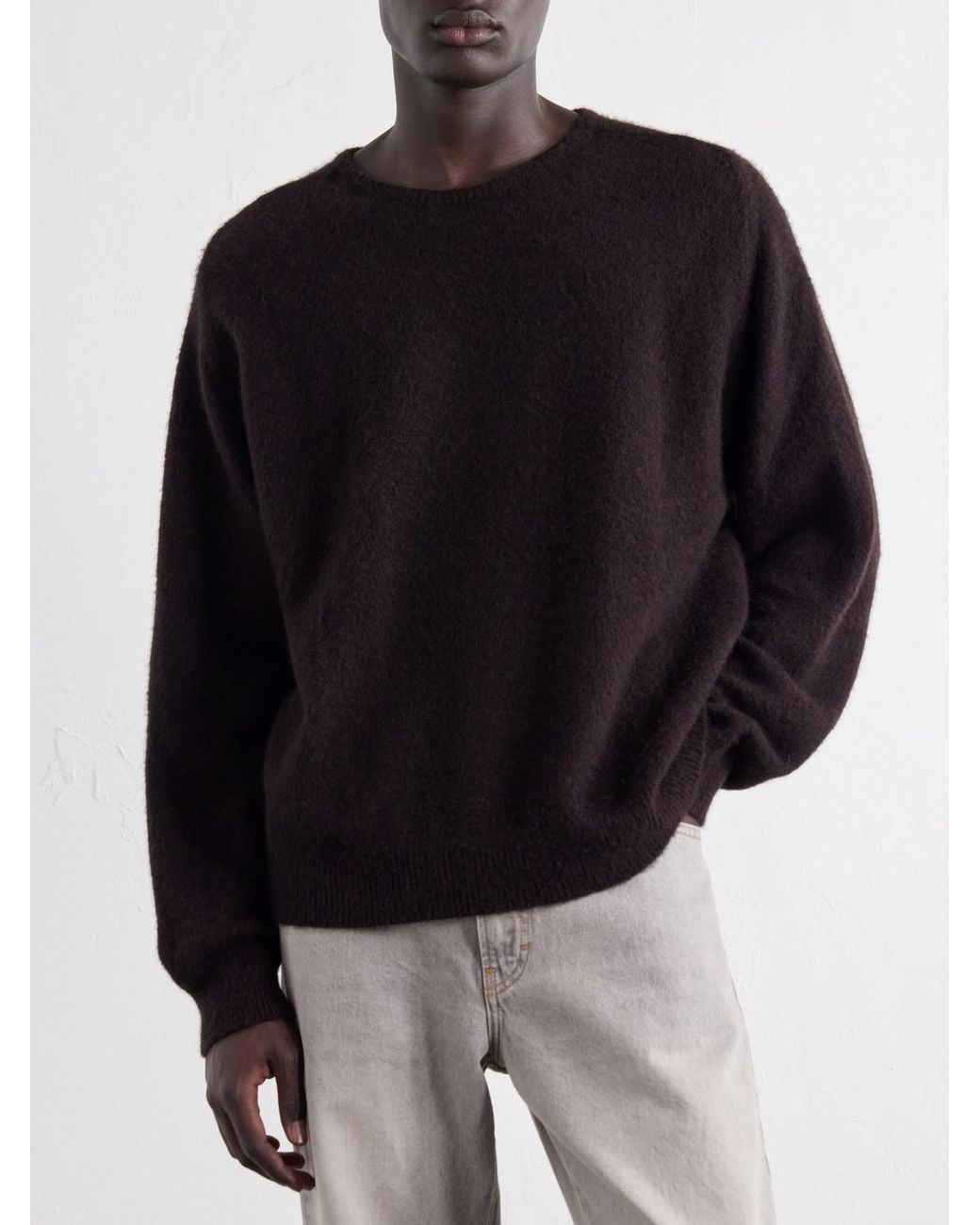 A.PRESSE Blue Brushed Cashmere Sweater for men