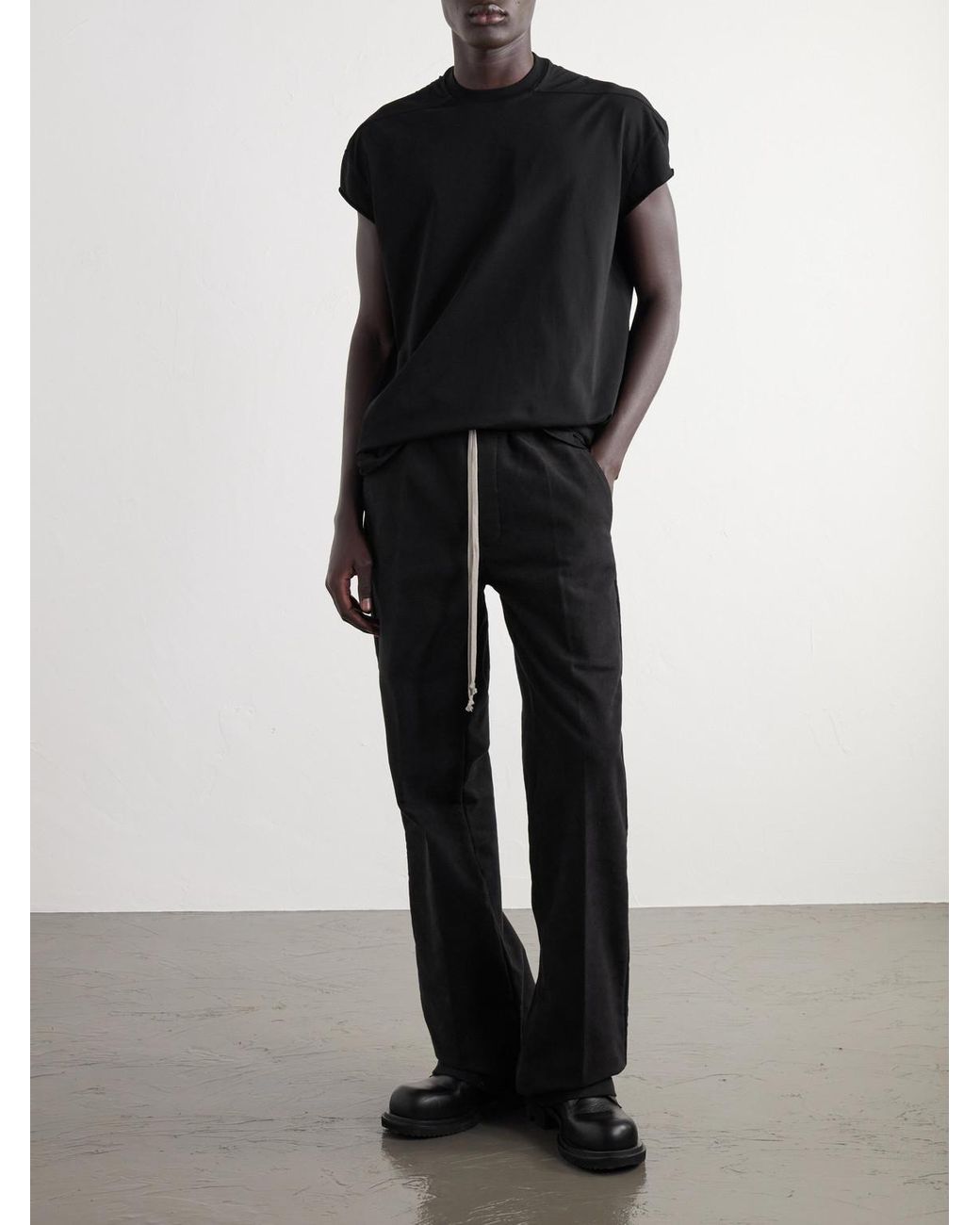 Rick Owens Black Cotton-Jersey T-Shirt for men
