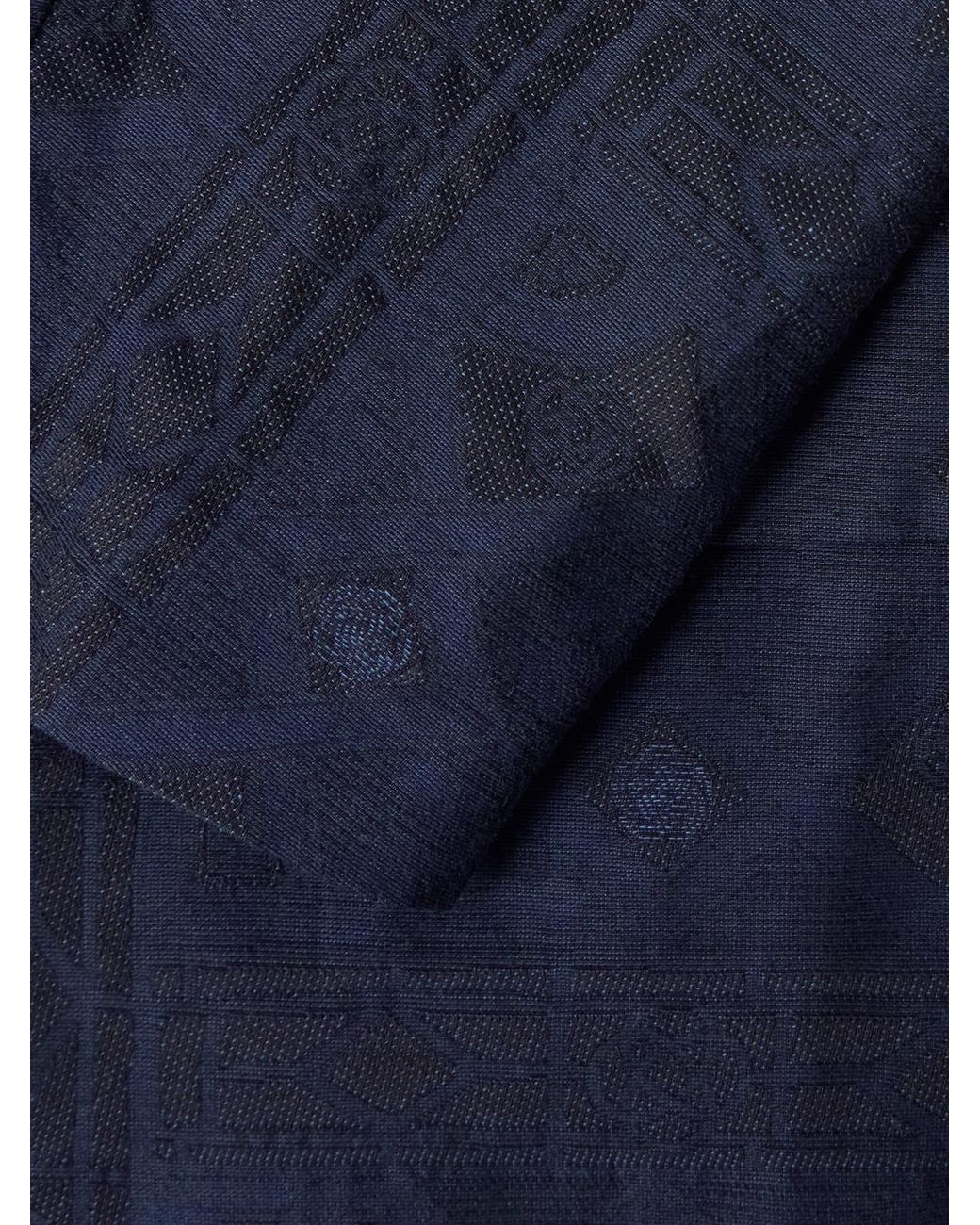 Blue Blue Japan Blue Double-breasted Cotton-blend Jacquard Suit Jacket for men