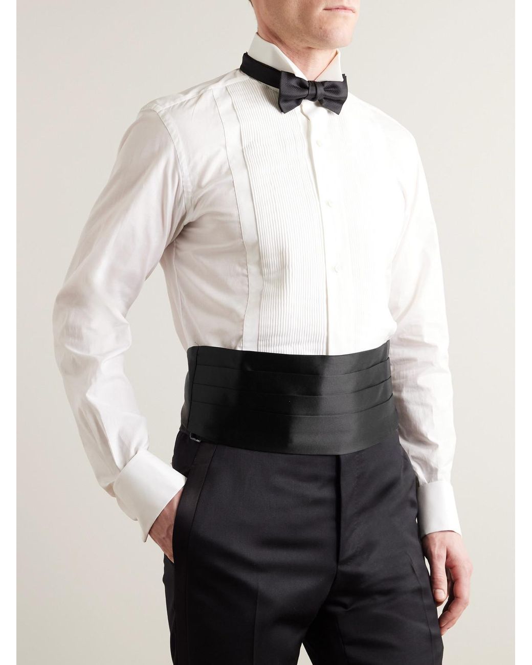 Brunello Cucinelli Black Cotton And Silk-Blend Satin Cummerbund for men