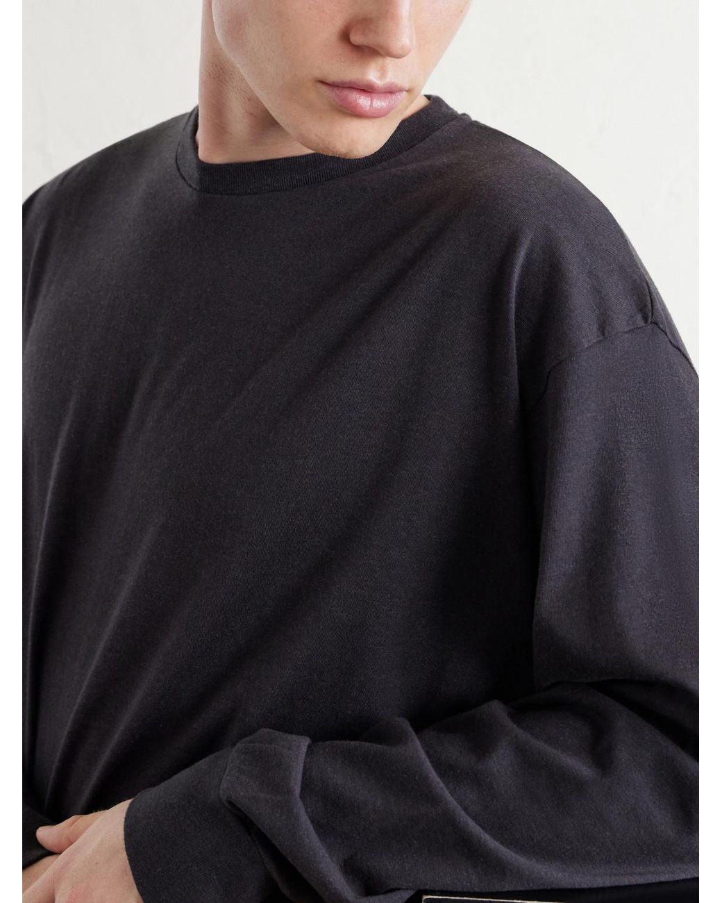 A.PRESSE Blue Cotton And Cashmere-Blend T-Shirt for men