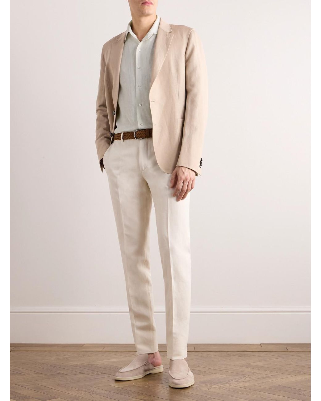 Loro Piana Natural André Striped Linen Shirt for men