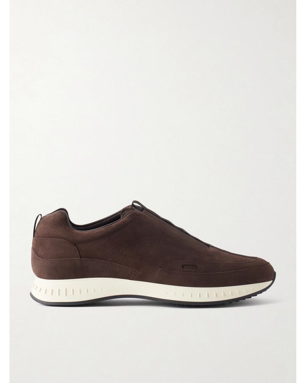 John Lobb Brown Elastic Stream Nubuck Sneakers for men