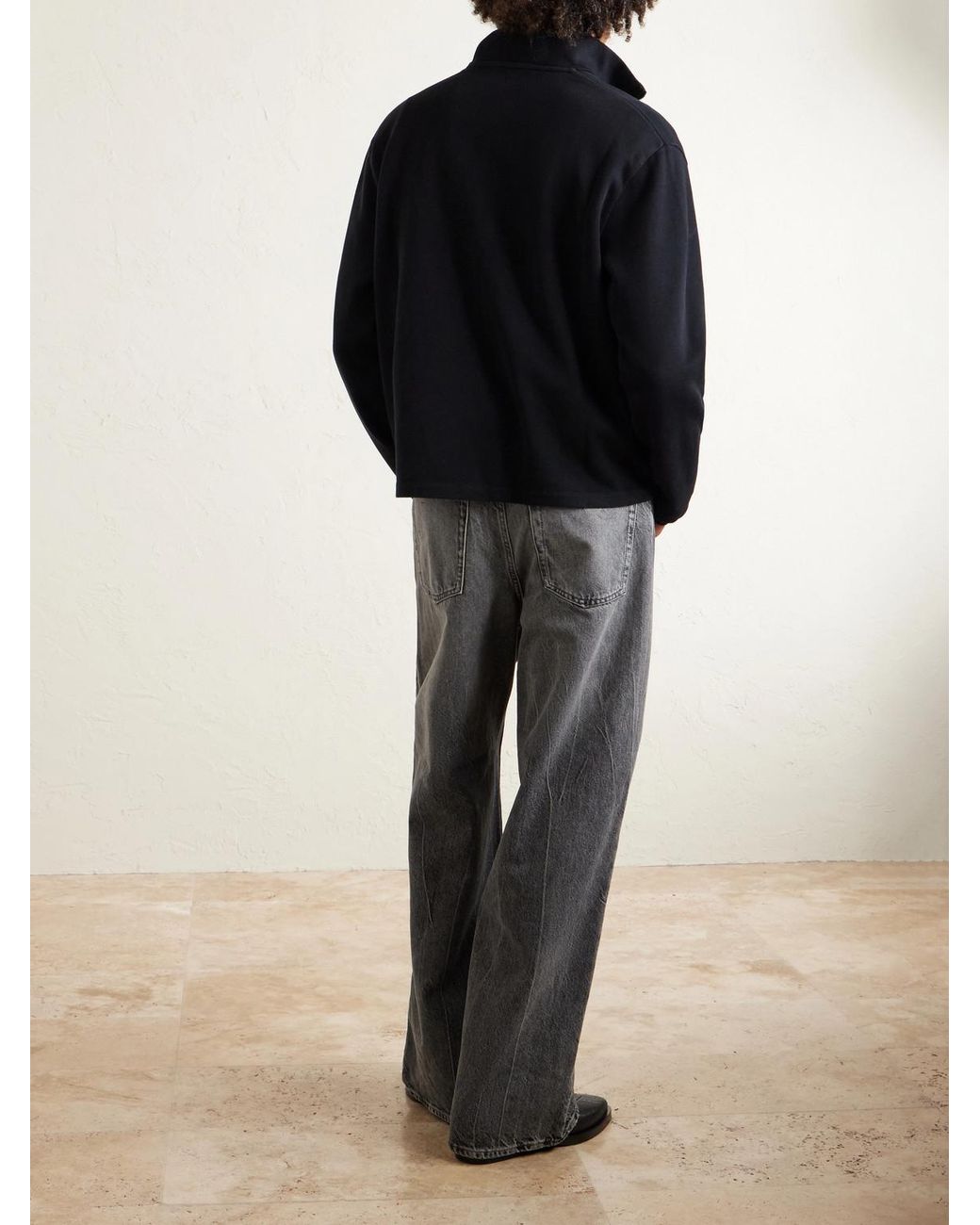 Our Legacy Black Cropped Cotton-jersey Zip-up Sweatshirt for men