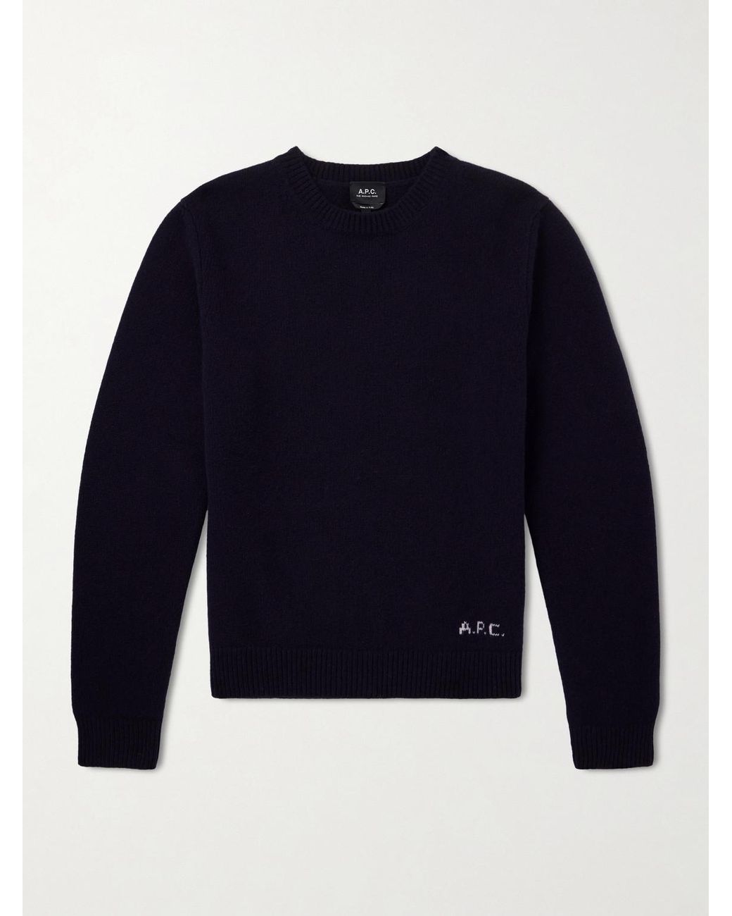 A.P.C. Blue Edmond Logo-Intarsia Wool Sweater for men
