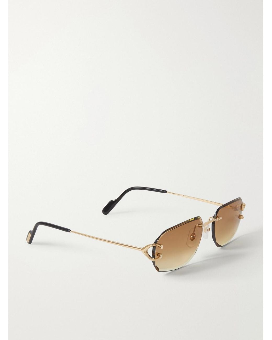 Cartier Natural Signature C Rimless Square-frame Gold-tone Metal Sunglasses for men