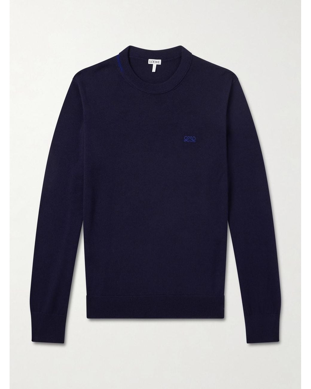 Loewe Blue Anagram-Embroidered Wool-Blend Sweater for men