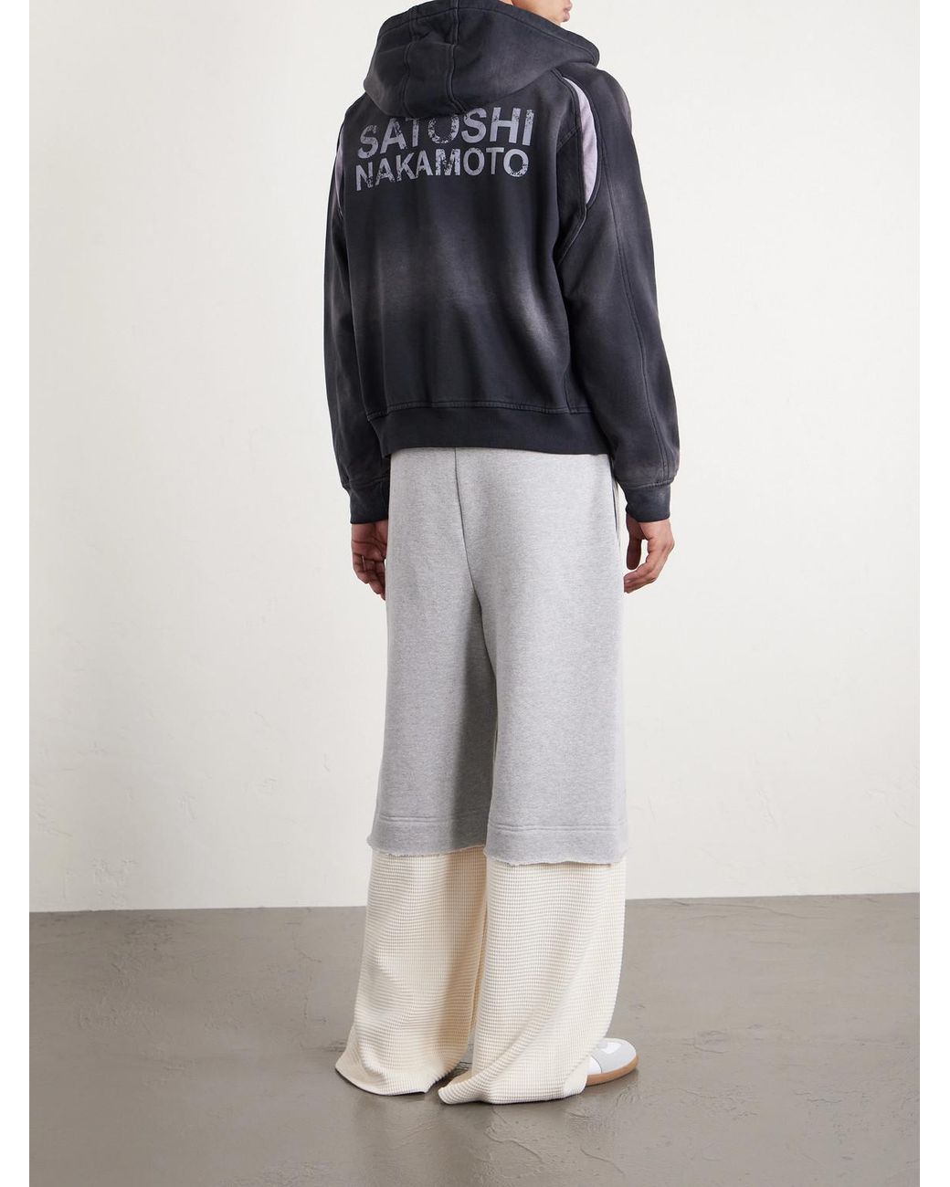 Satoshi Nakamoto White Wide-leg Logo-embellished Cotton-jersey And Waffle-knit Sweatpants for men