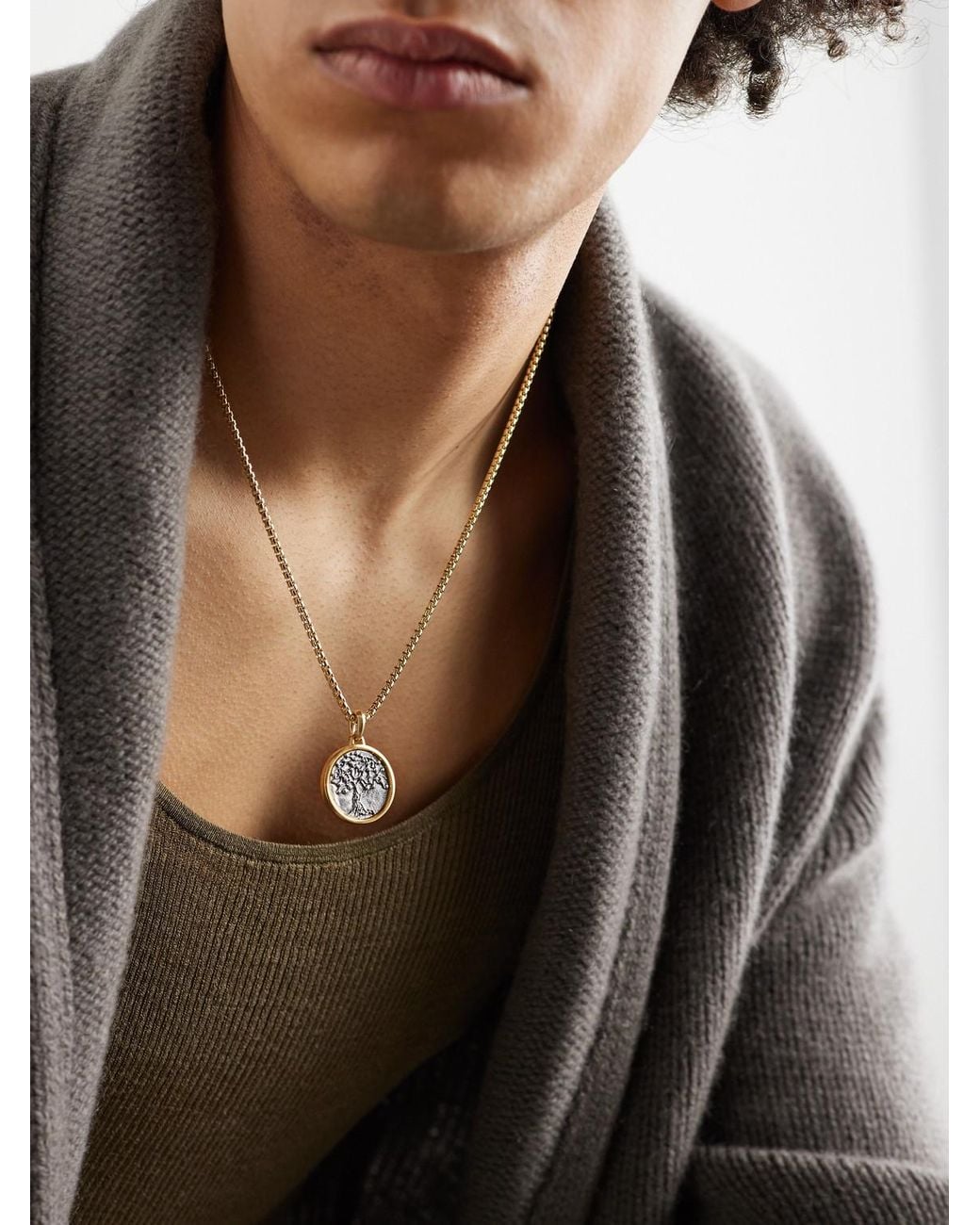 David Yurman Black Life And Death 18-Karat And Sterling Pendant for men