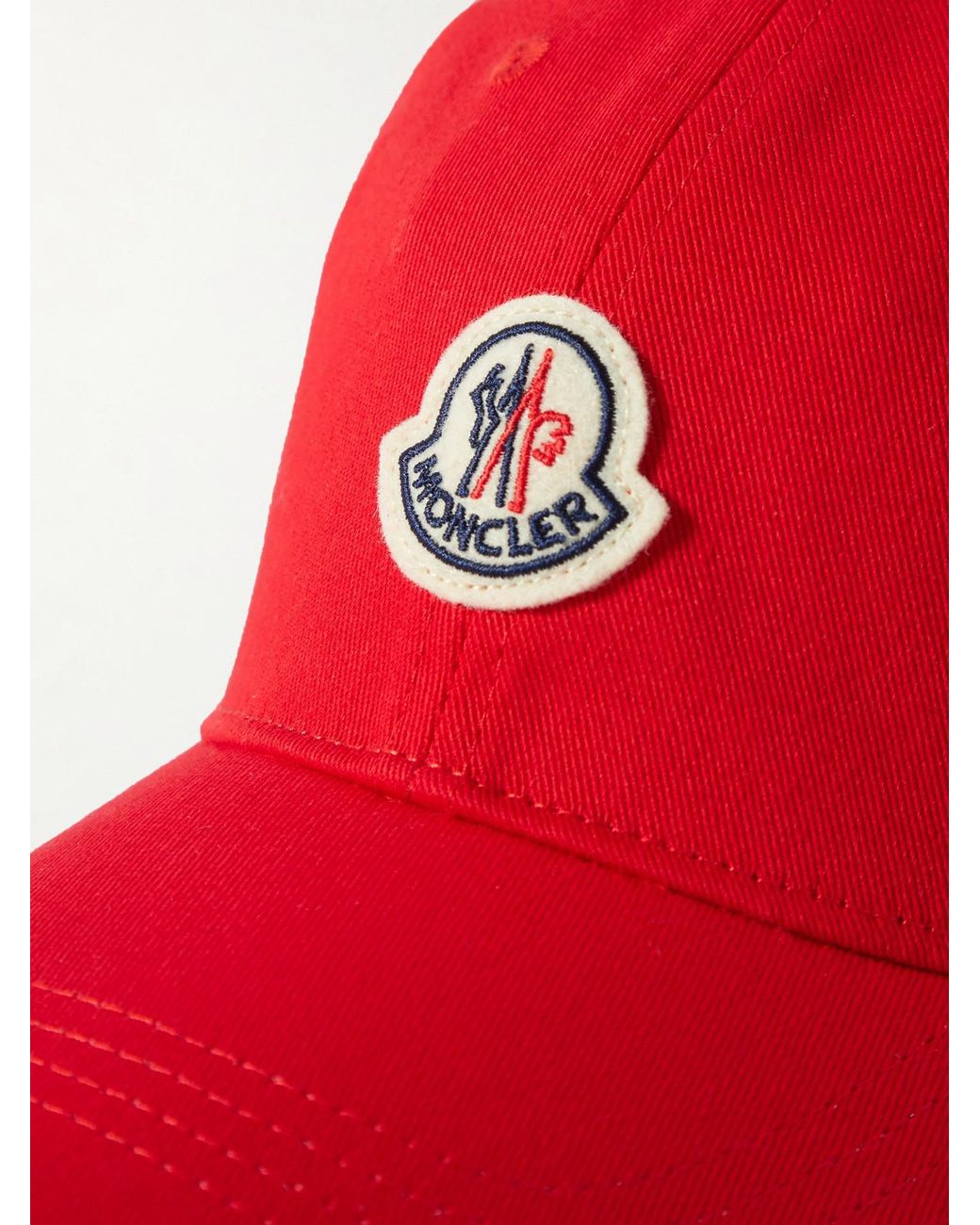 Moncler Red Logo-Appliquéd Cotton-Twill Baseball Cap