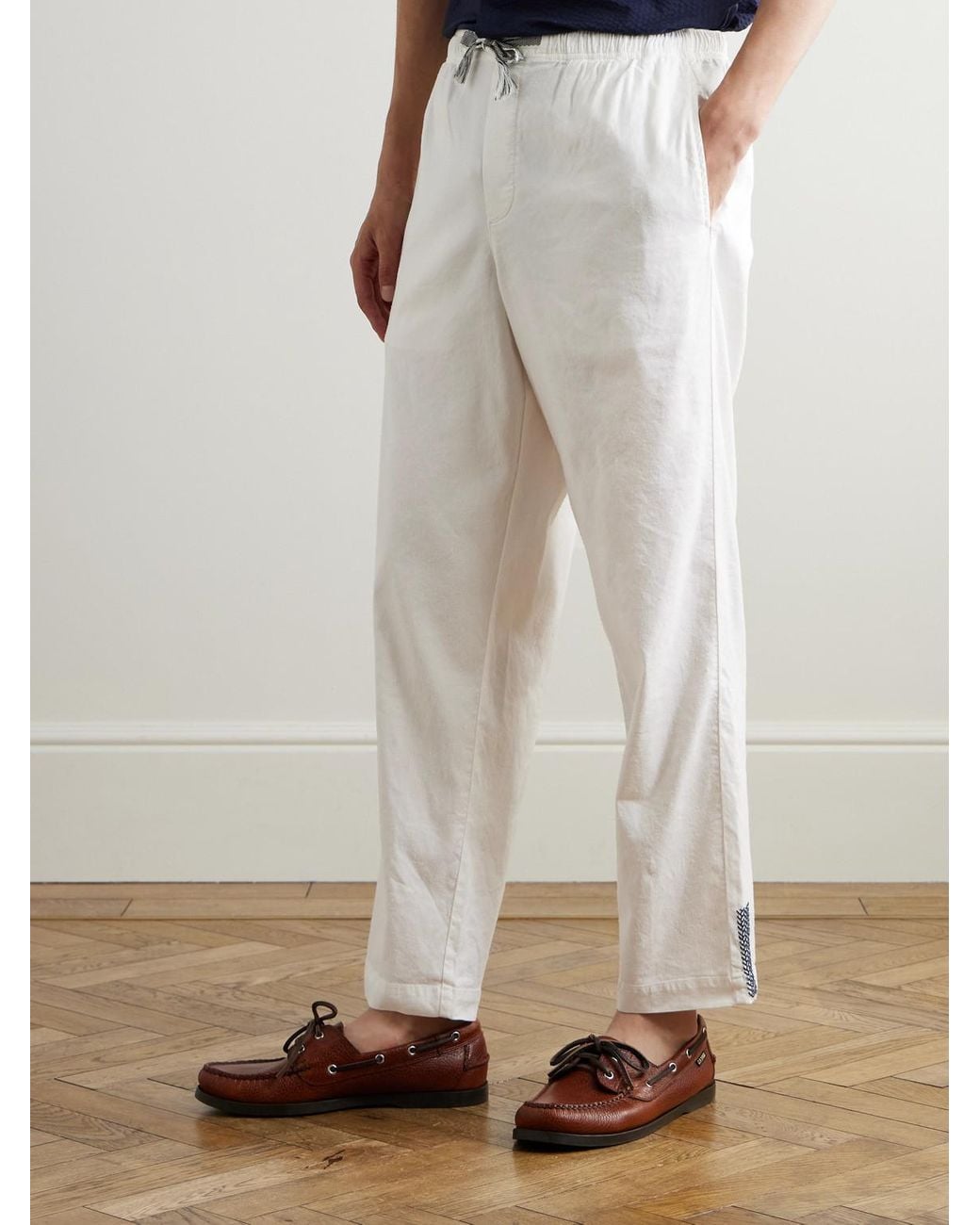Orlebar Brown White Sonoran Tapered Linen-Blend Drawstring Trousers for men