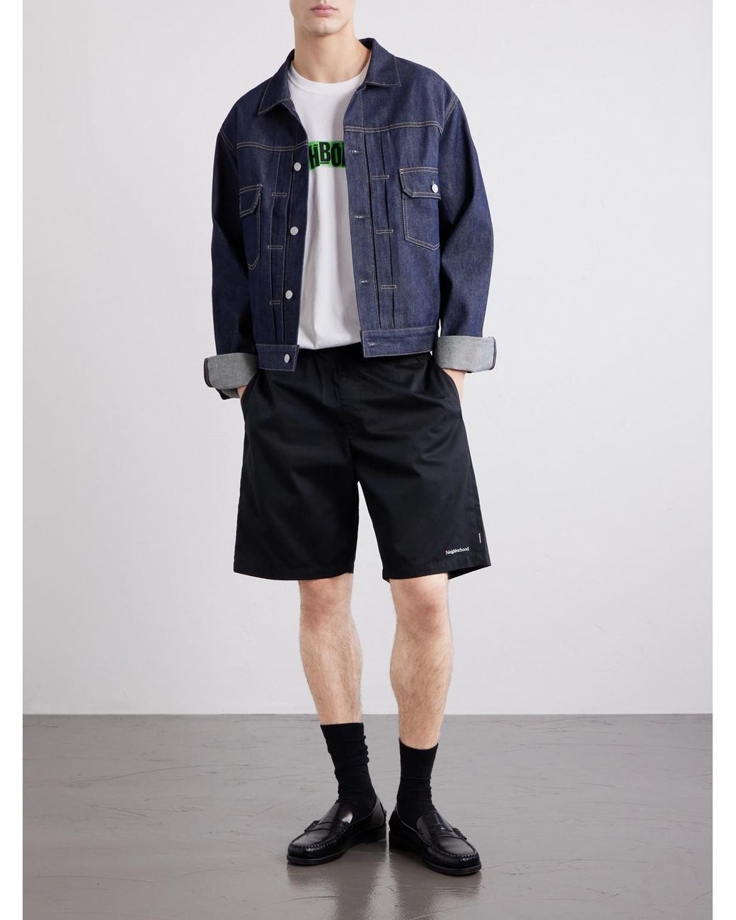 Neighborhood Blue Easy Straight-Leg Logo-Embroidered Shell Shorts for men