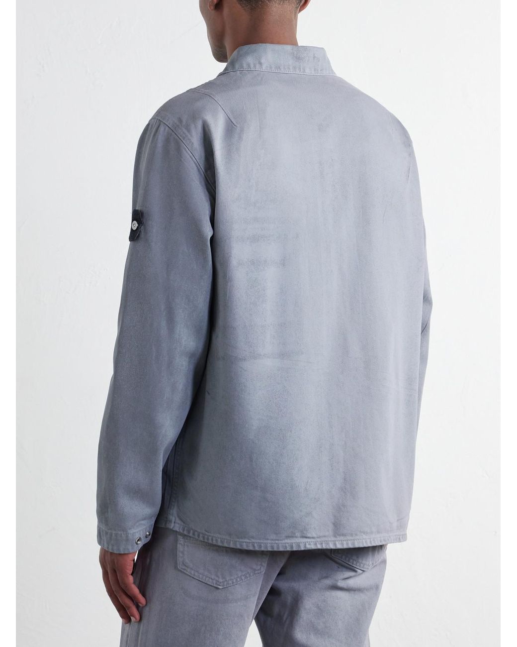 Stone Island Blue Denim Corroded Bull Denim-Tc Overshirt for men