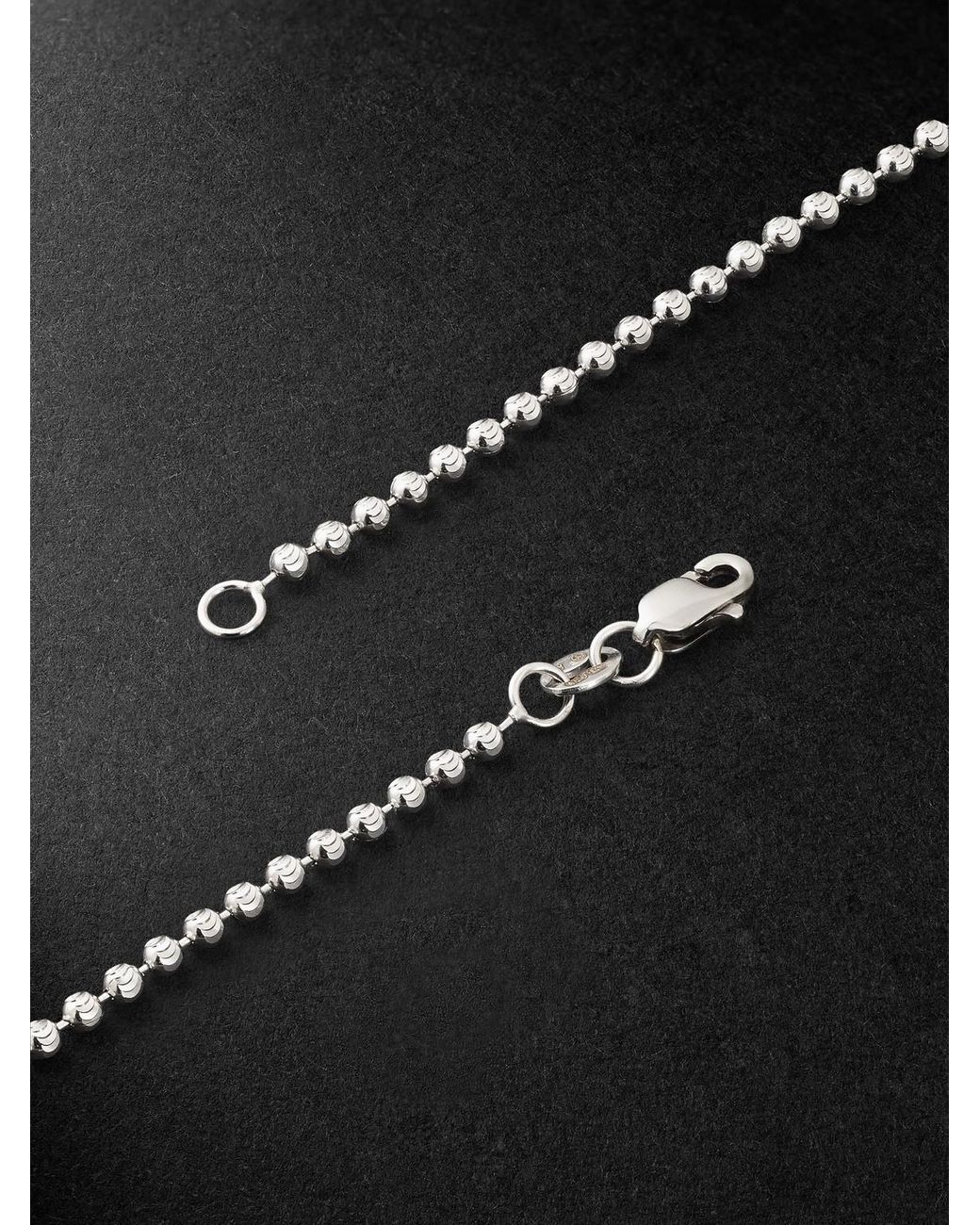 Greg Yuna Black Umlaut 18-karat White Gold Diamond Ball Chain Necklace for men