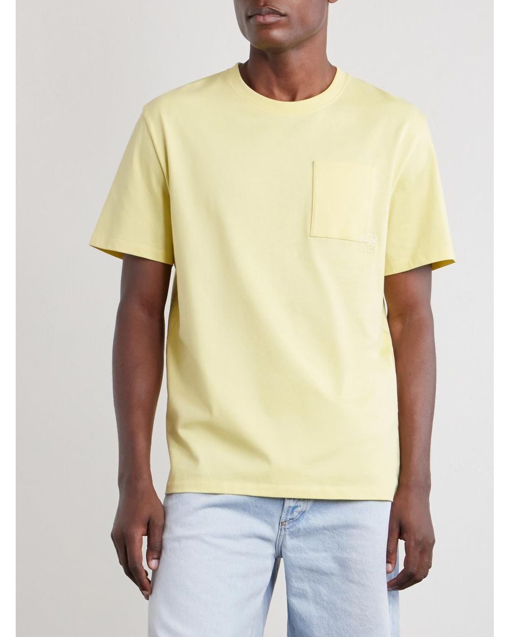 Loewe Yellow Anagram-Embroidered Cotton-Jersey T-Shirt for men