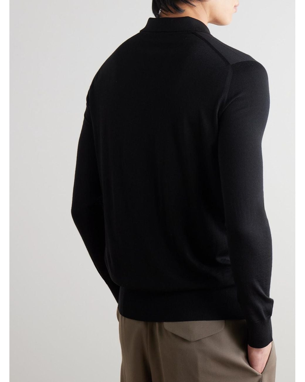Loro Piana Black Wish Virgin Wool Polo Shirt for men