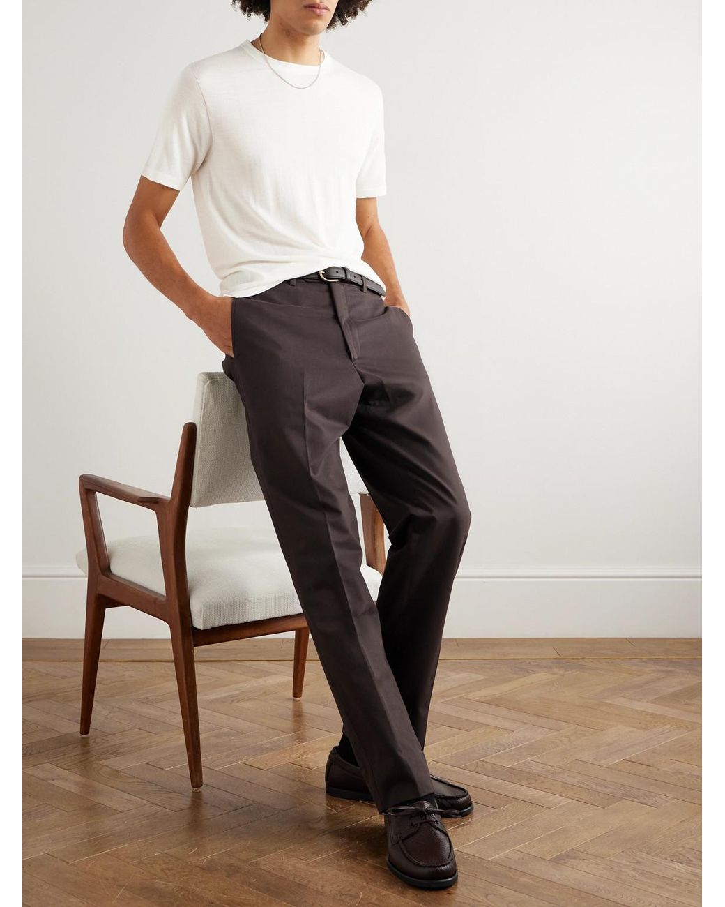 Saman Amel White Wool T-Shirt for men
