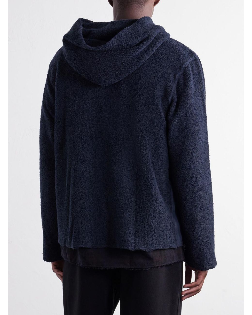 Les Tien Blue Cotton-Fleece Zip-Up Hoodie for men