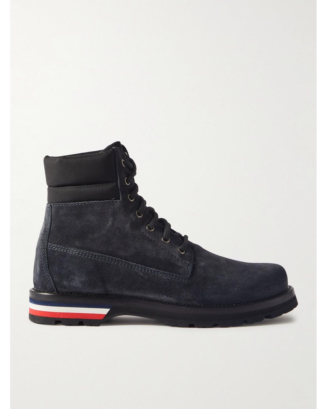 Moncler Blue Vancouver Canvas-Trimmed Suede Boots for men