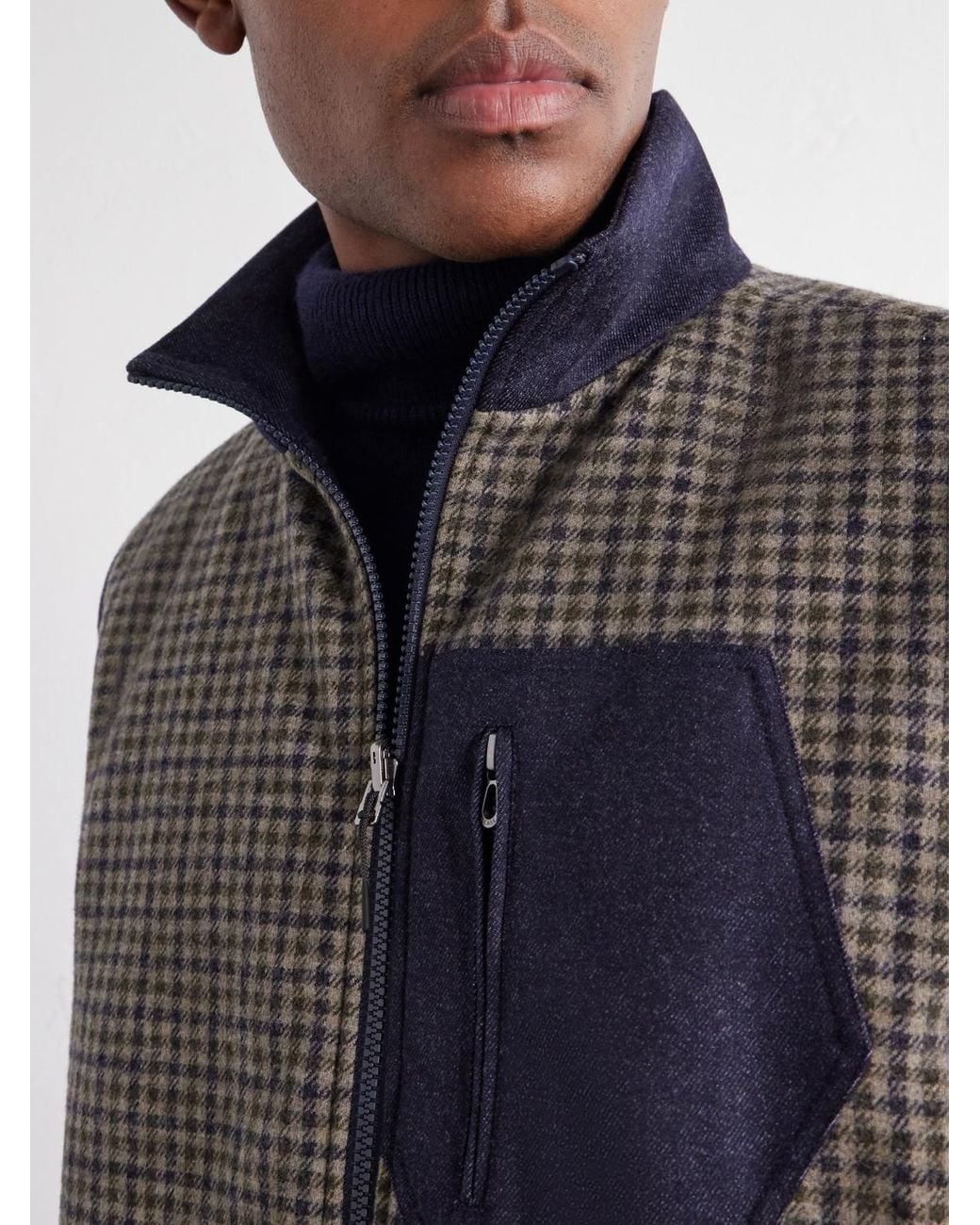 Sease Gray Explorer Reversible Checked Virgin Wool And Shell Padded Vest for men