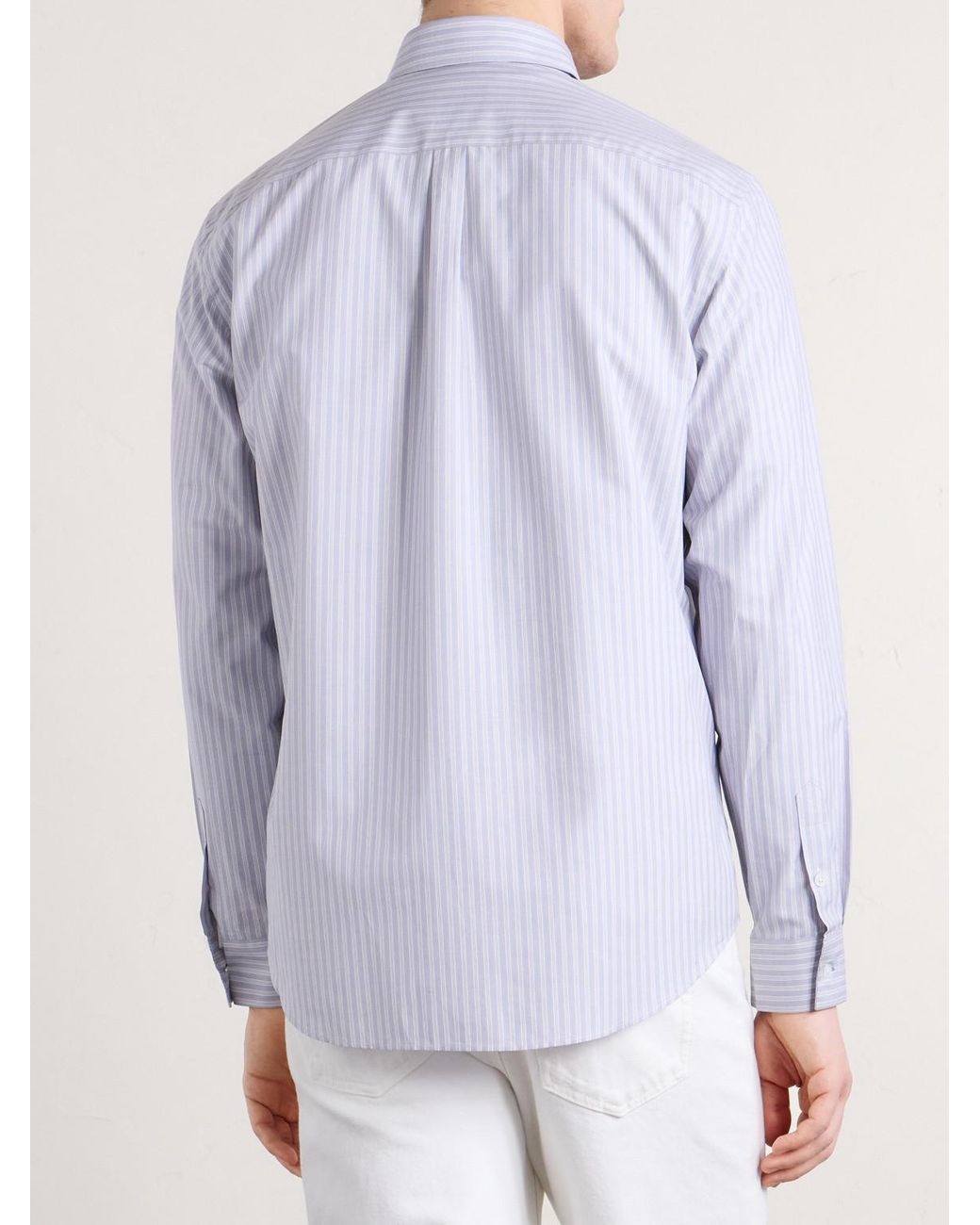 Paul Smith White Button-Down Collar Striped Cotton-Poplin Shirt for men
