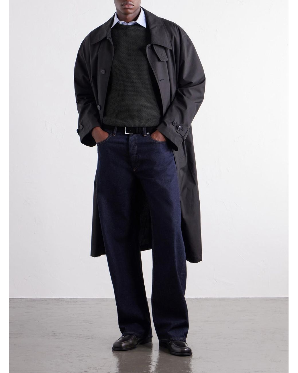 Inis Meáin Black Caoladóir Merino Wool And Cashmere-Blend Waffle Sweater for men