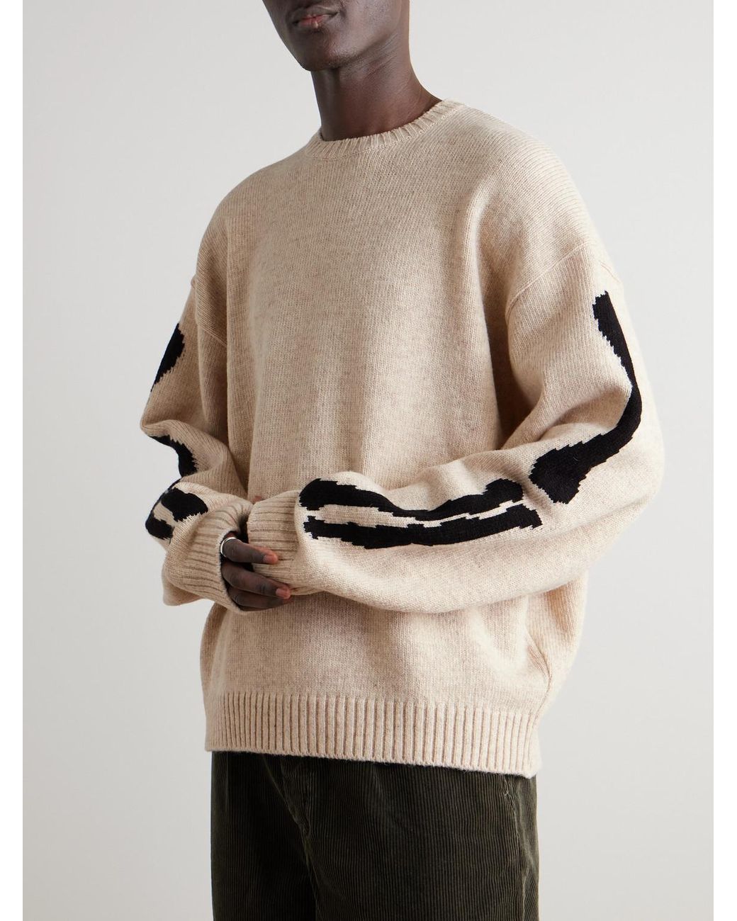 Kapital Natural Oversized Intarsia Wool Sweater for men