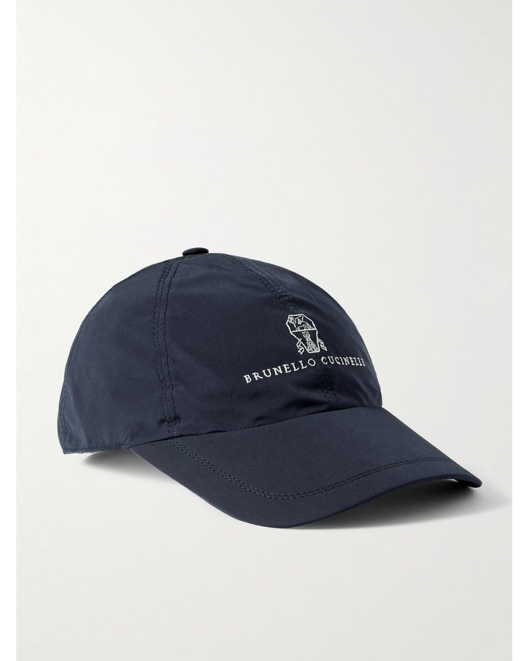 Brunello Cucinelli Blue Logo-Embroidered Cotton-Twill Baseball Cap for men