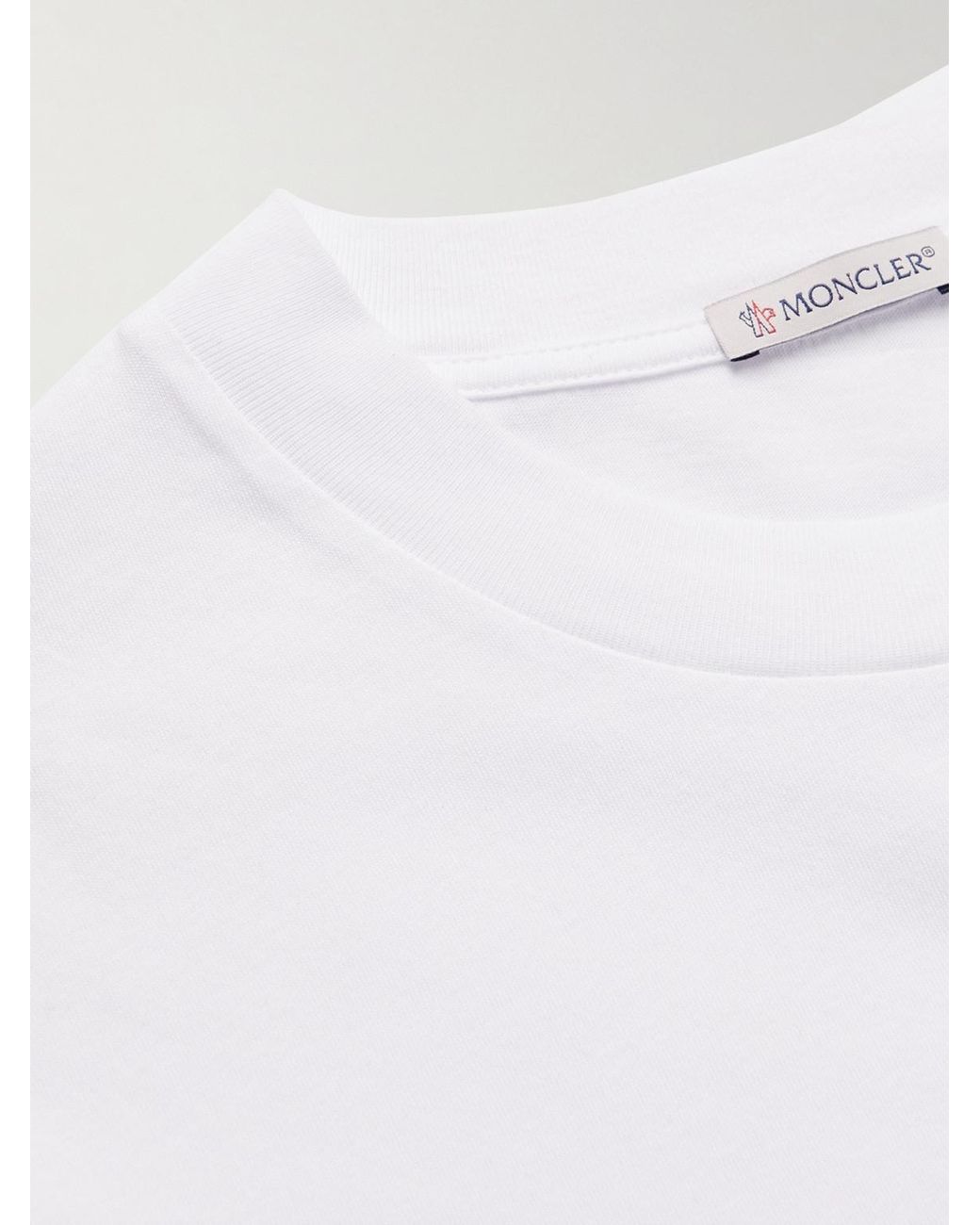 Moncler White Logo-Print Cotton-Jersey T-Shirt for men