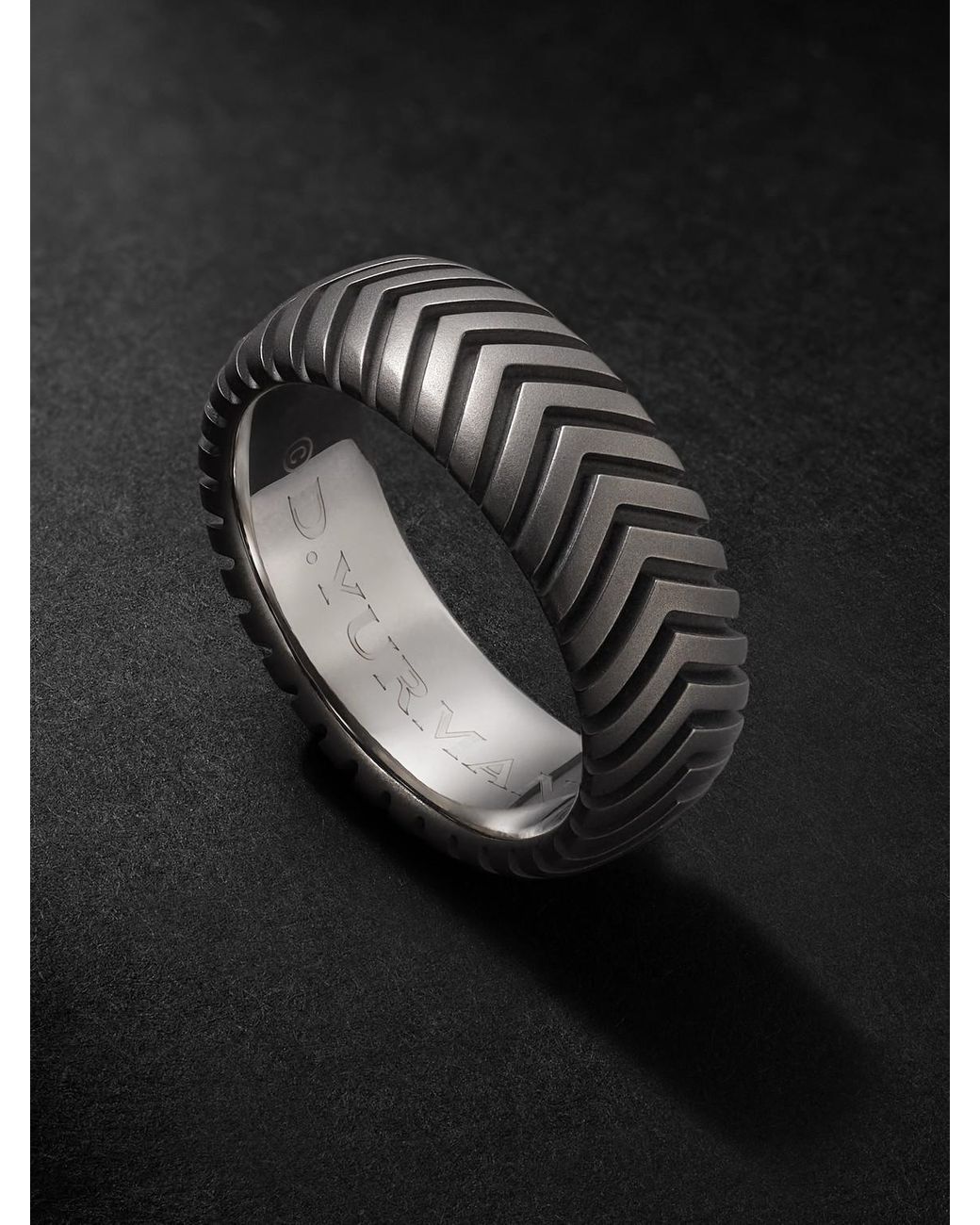 David Yurman Black Chevron Titanium Ring for men