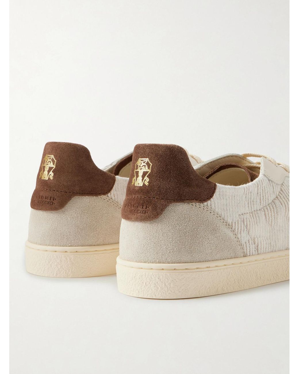 Brunello Cucinelli Natural Suede And Cotton Sneakers for men