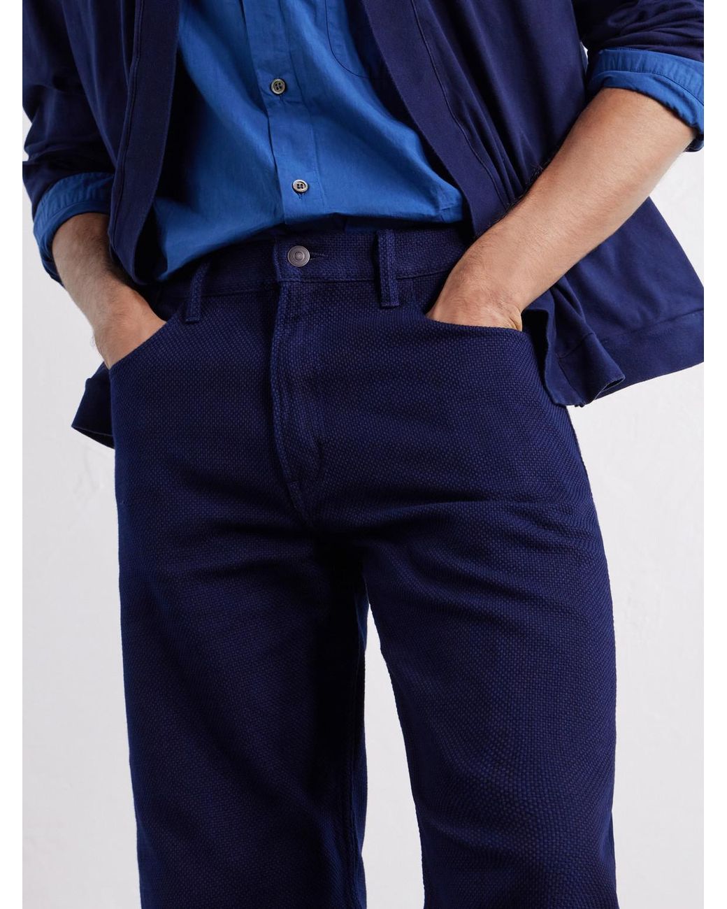 Blue Blue Japan Blue Sashiko Cotton Straight-Leg Jeans for men